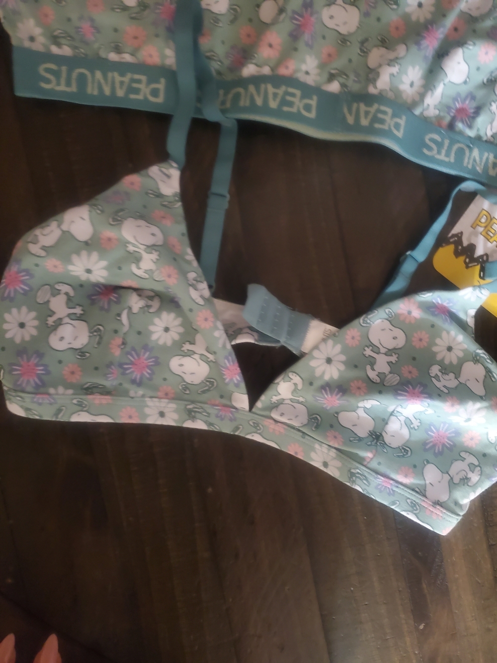 Peanuts Snoopy Mint Floral Bralette & Shorts Set - Picture 2 of 4